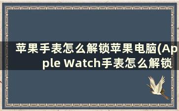 苹果手表怎么解锁苹果电脑(Apple Watch手表怎么解锁苹果Mac电脑)